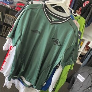 Men’s Rare Hollister Soccer Jersey Worldwide #23 Green BLK Used Sz L Boxy Fit
